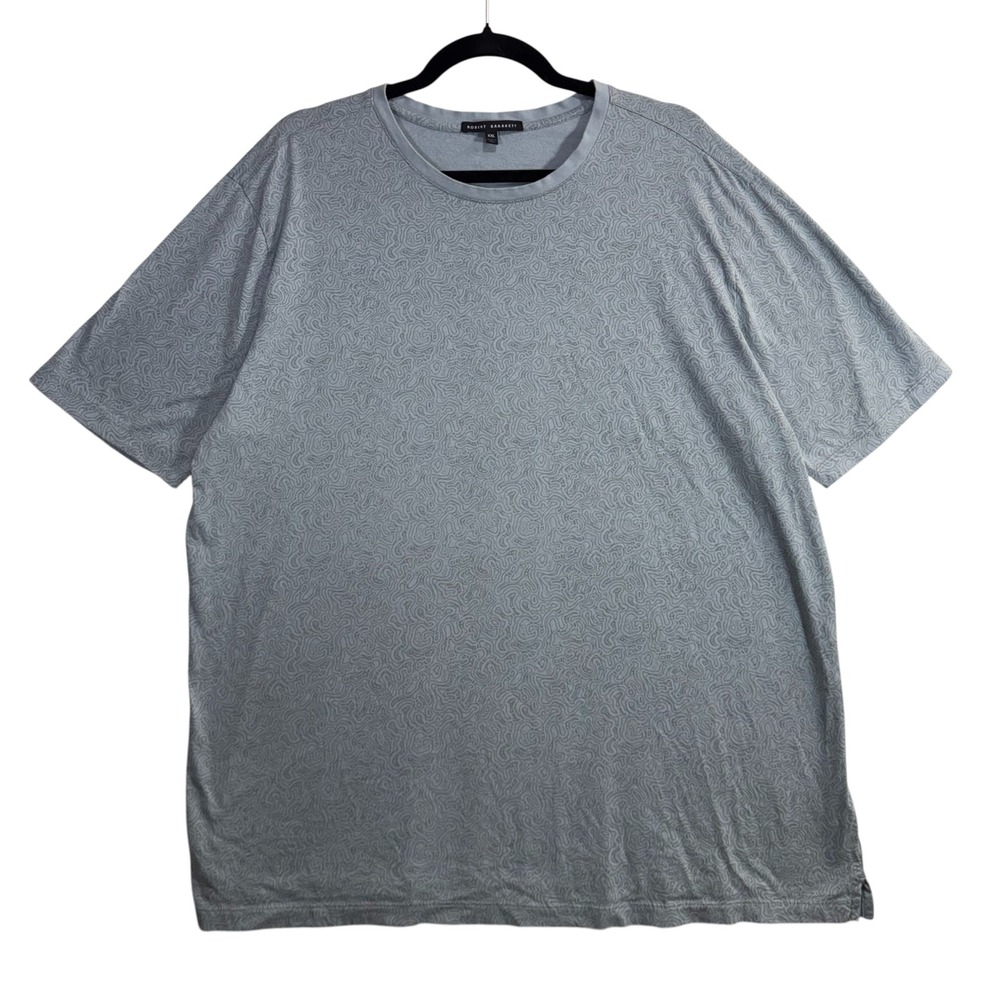 Robert Barakett XXL Abstract Print Short Sleeve Tee Blue Cotton Modern Casual